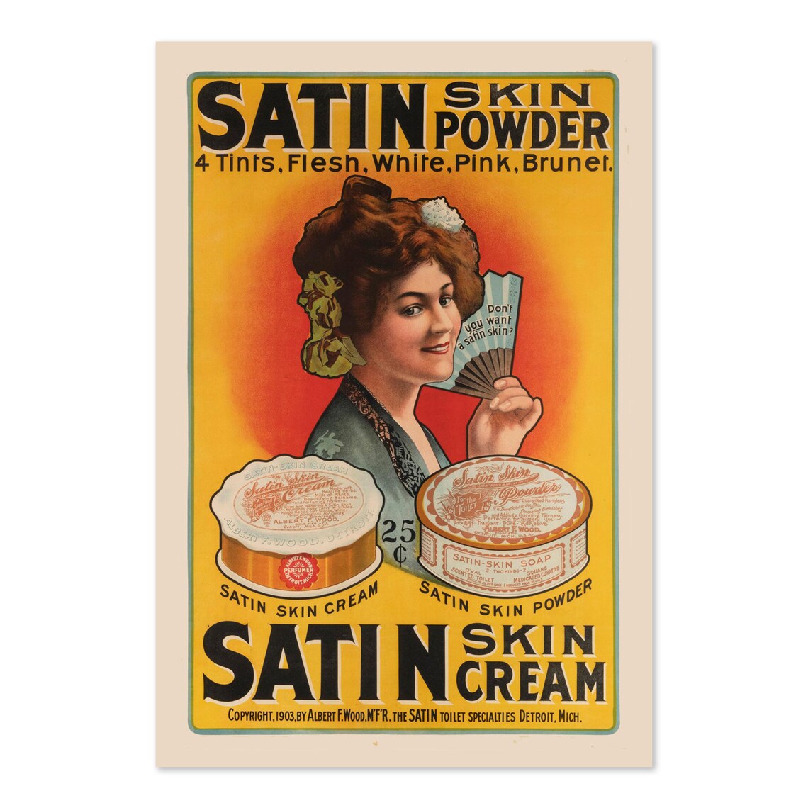 Satin Skin Powder 1903 Vintage Advertising Poster