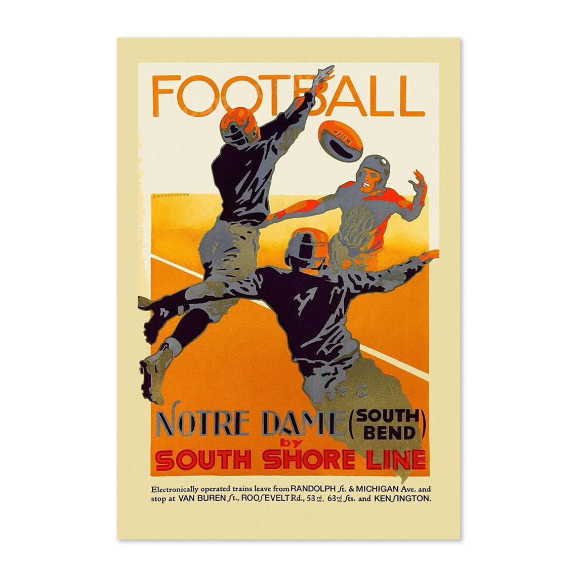 Notre Dame Fighting Irish Vintage Football Art Print