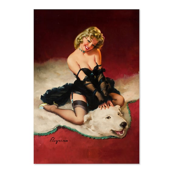 Gil Elvgren Bear Facts Polar Bear Rug Retro Pinup Art Poster