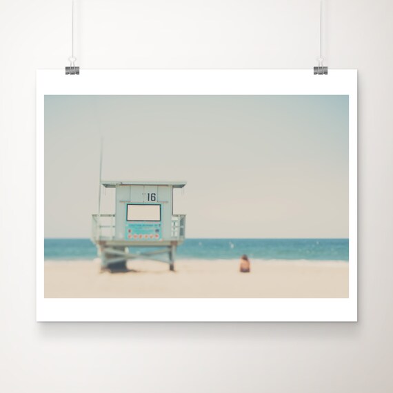 Santa Monica Lifeguard Tower 16 Soft Focus Beach Photo Poster