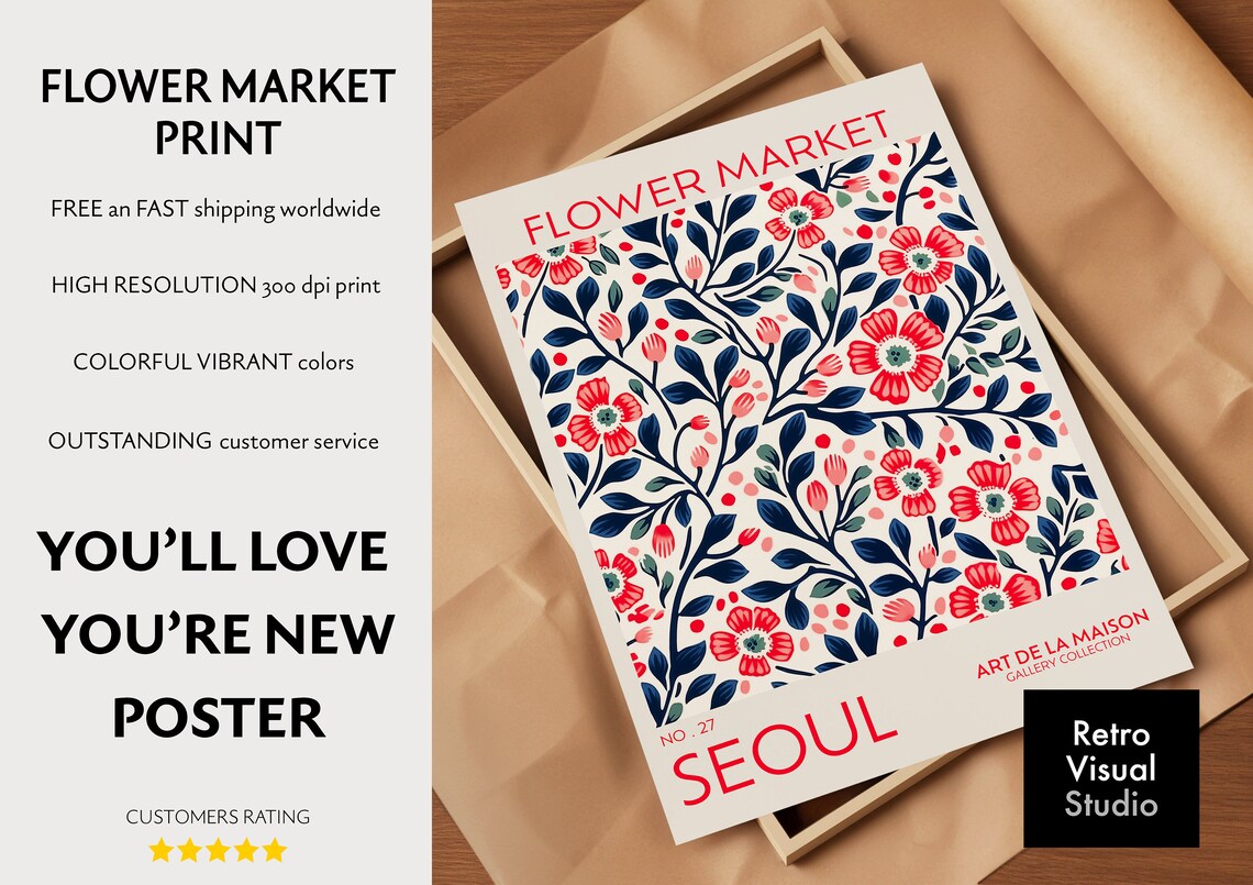 Flower Market, Botanical Floral Vintage Art Print - Image 4