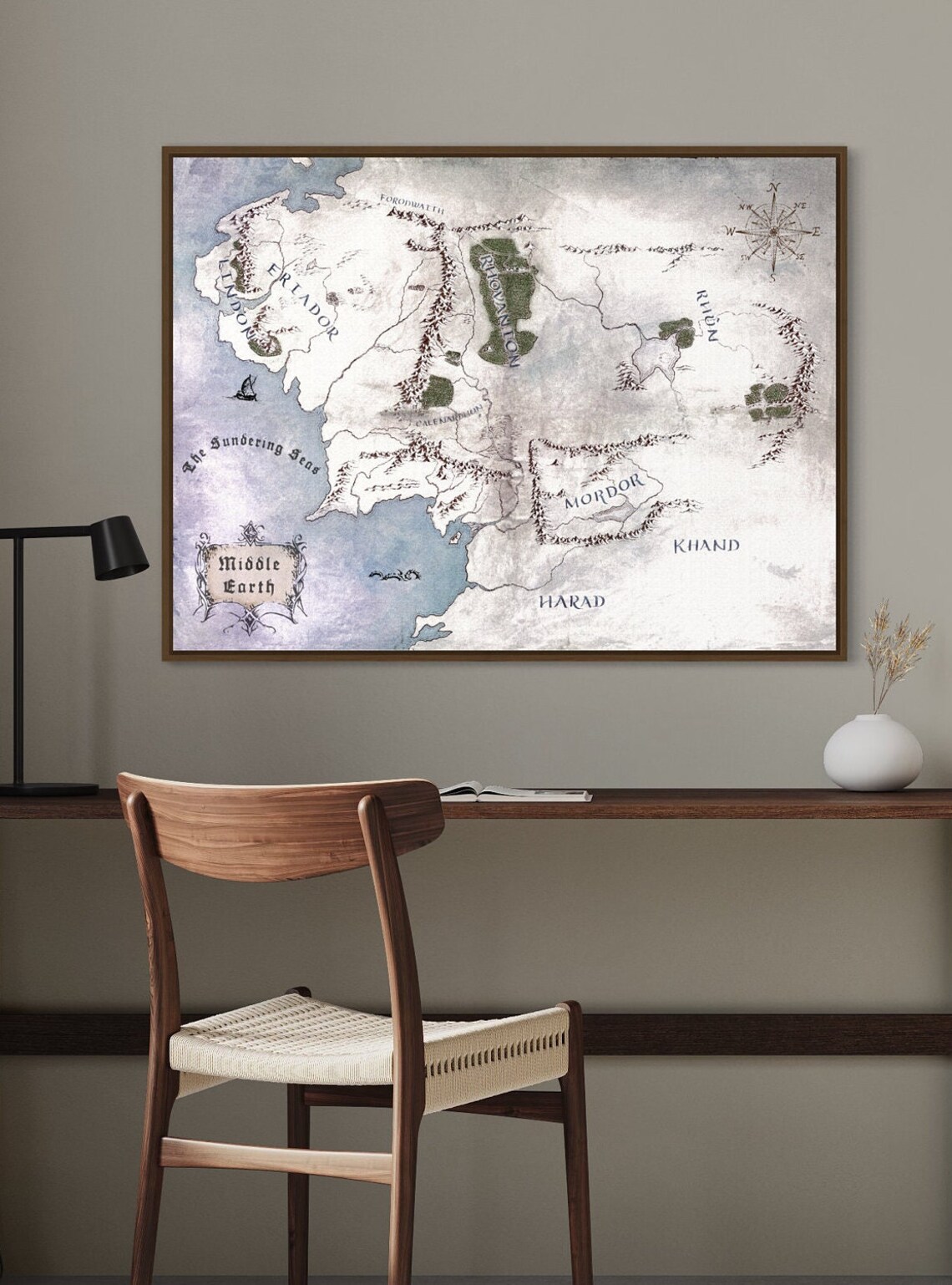 Middle Earth Antique Map, Lord Of The Rings Travel Poster - Image 3