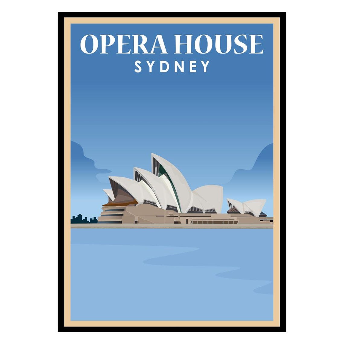 Sydney Opera House Australia Harbor Vintage Style Travel Poster