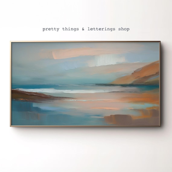 Abstract Beach Seascape Soft Blue Tan Shoreline Calm Wall Poster