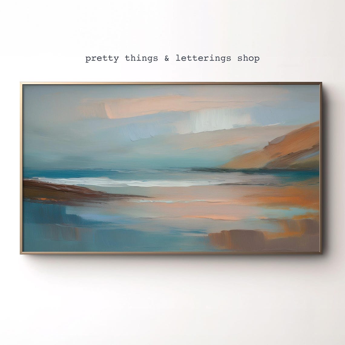 Abstract Beach Seascape Soft Blue Tan Shoreline Calm Wall Poster