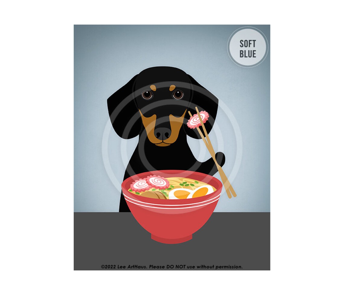 Black And Tan Dachshund Eating Ramen Noodles Funny Dog Food Poster - Image 2