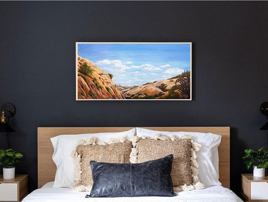 Santa Ynez Mountains Rocky Hills Blue Sky Landscape Painting Poster - Image 2