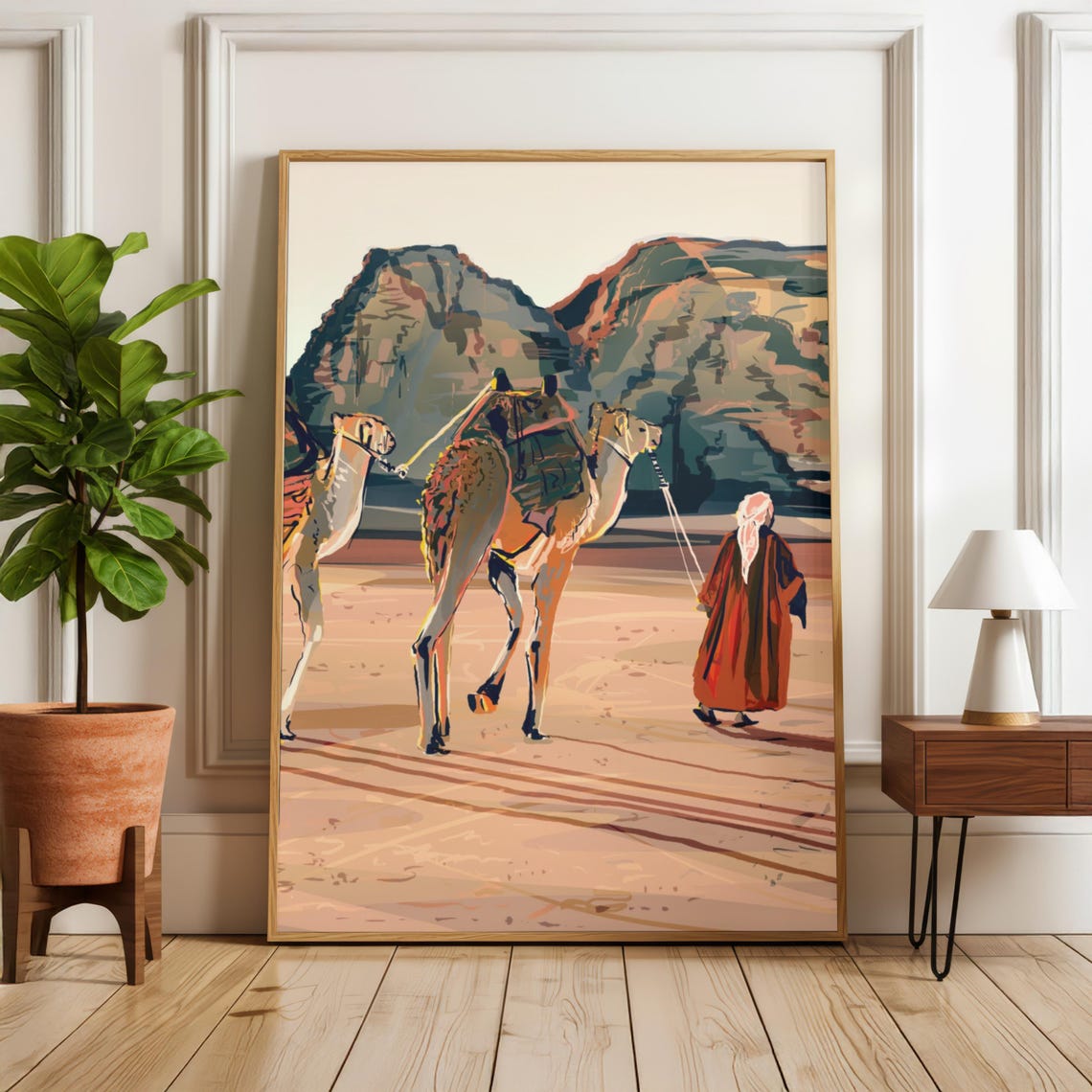 Bedouin Camel Desert Caravan Rocky Mountains Middle Eastern Print
