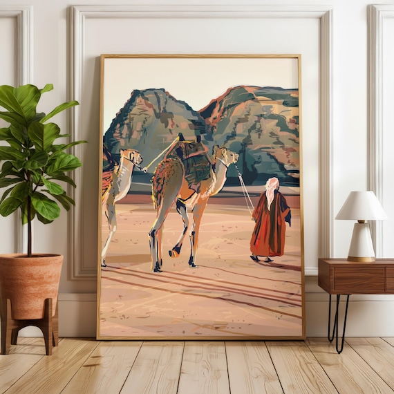 Bedouin And Camel Wall Art Printable Middle Eastern Home Dcor Boho Style Interior Digital Download