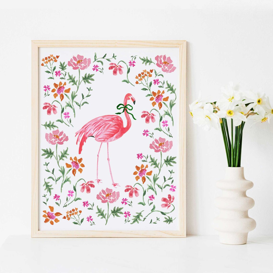 Flamingo Grand Millennial Chinoiserie Art Print - Image 3