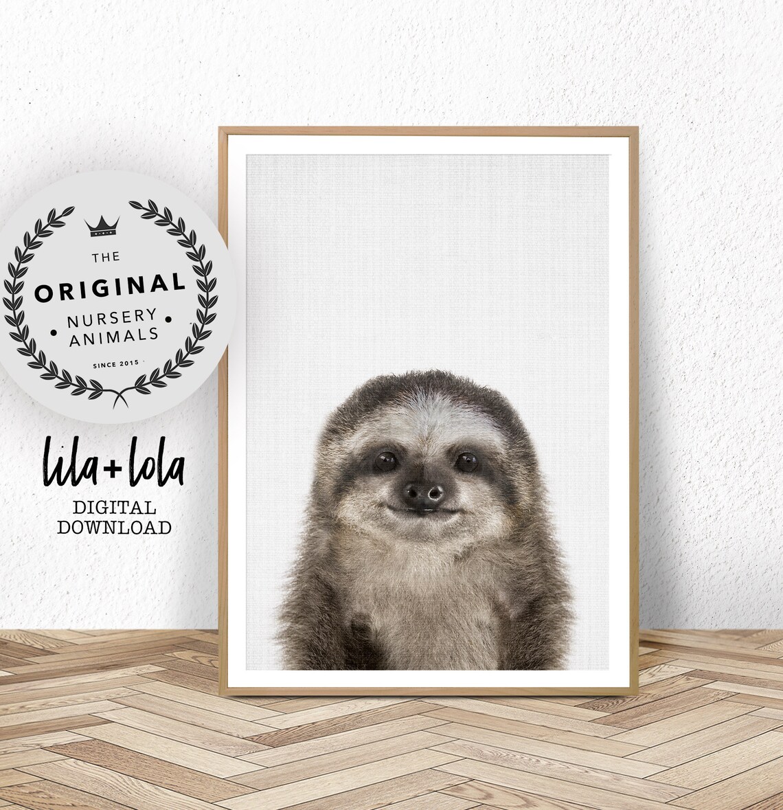 Baby Sloth Minimalist Scandinavian Nursery Art Print