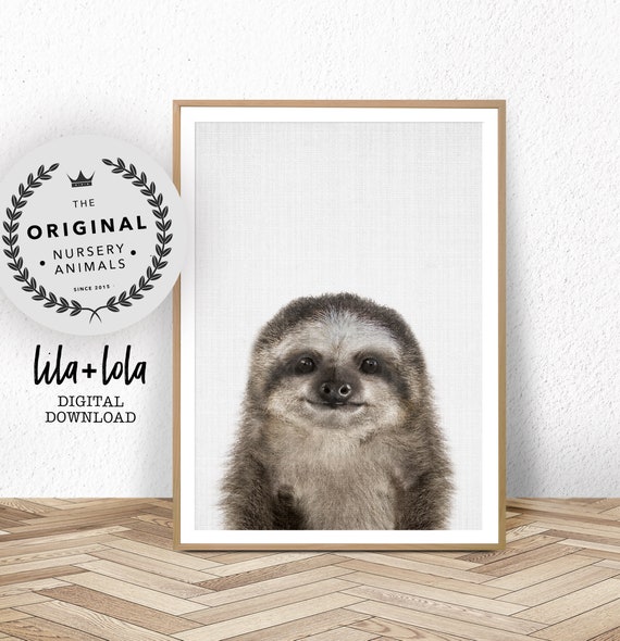 Baby Sloth Minimalist Scandinavian Nursery Art Print