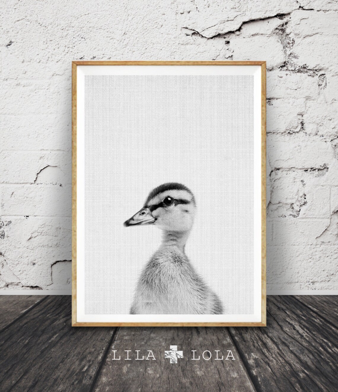 Duckling Black And White Farmhouse Nursery Art Print