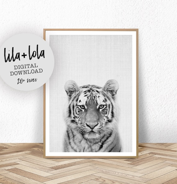 Tiger Print Black and White Nursery Art Print