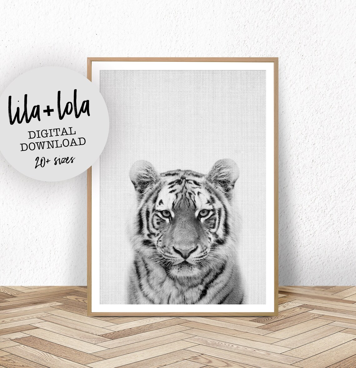 Tiger Print Black and White Nursery Art Print