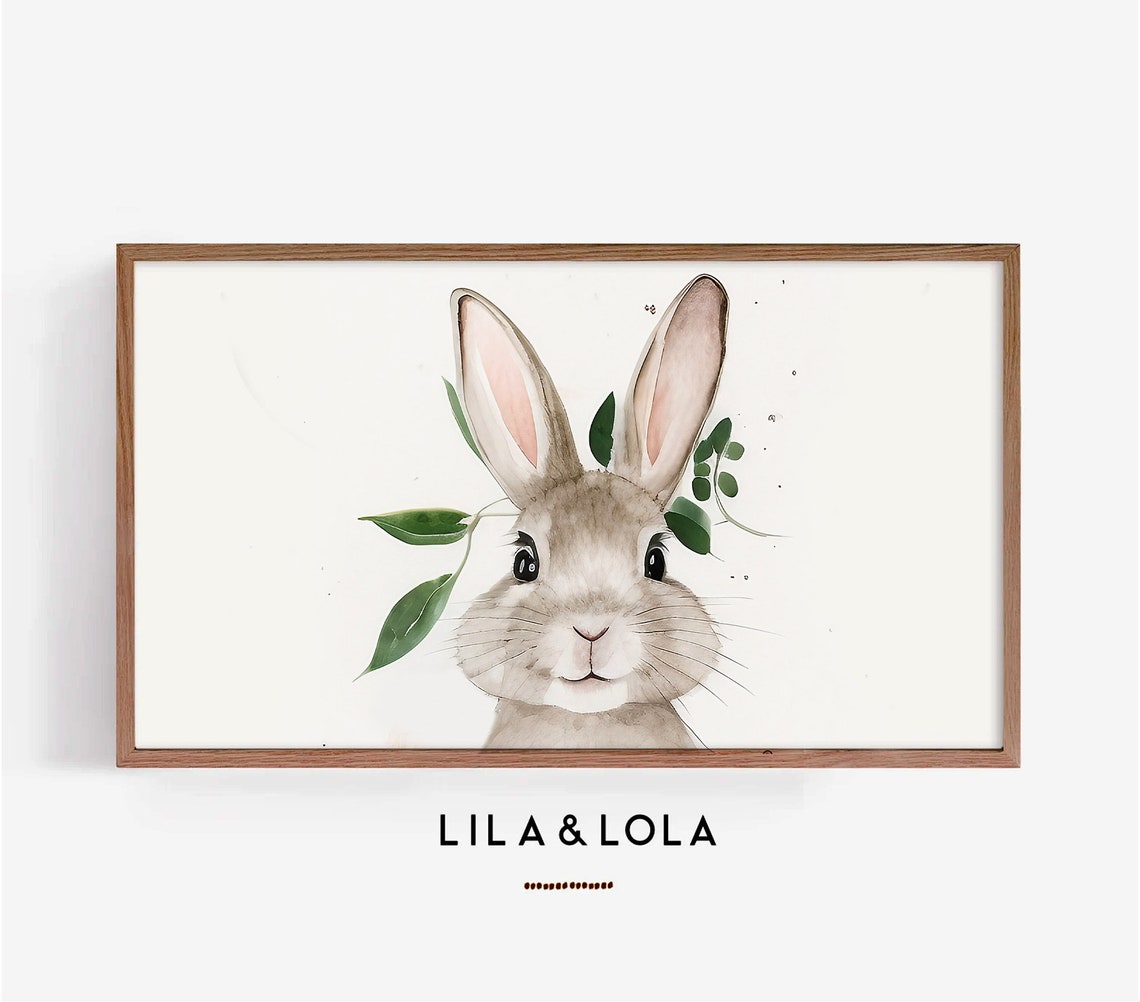 Easter Bunny Frame Tv Art Minimalist Spring Decor