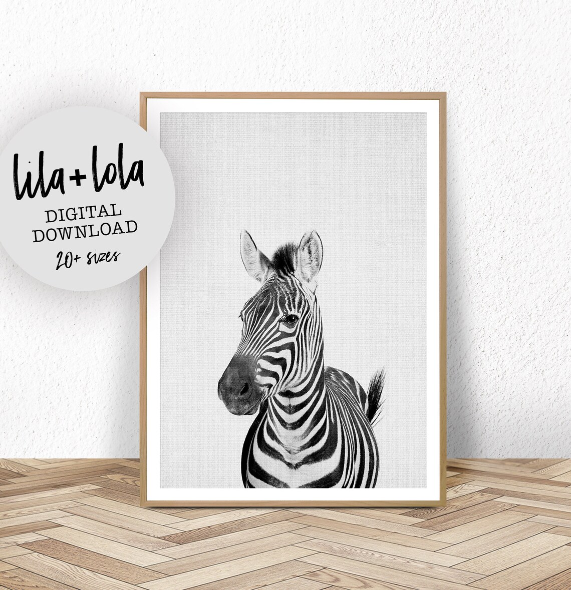 Zebra Nursery Animal Art Print, Black And White