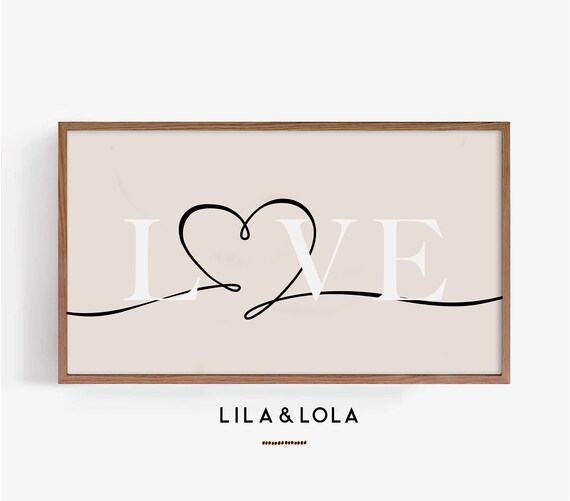 LOVE Heart Line Drawing Minimalist Romantic Typography Wall Art