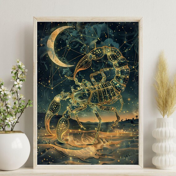 Scorpio Zodiac Sign Scorpion Constellation Crescent Moon Poster