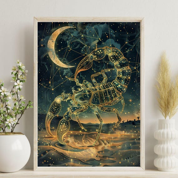 Scorpio Zodiac Wall Art Astrology Poster Celestial Decor Gift For Her Horoscope