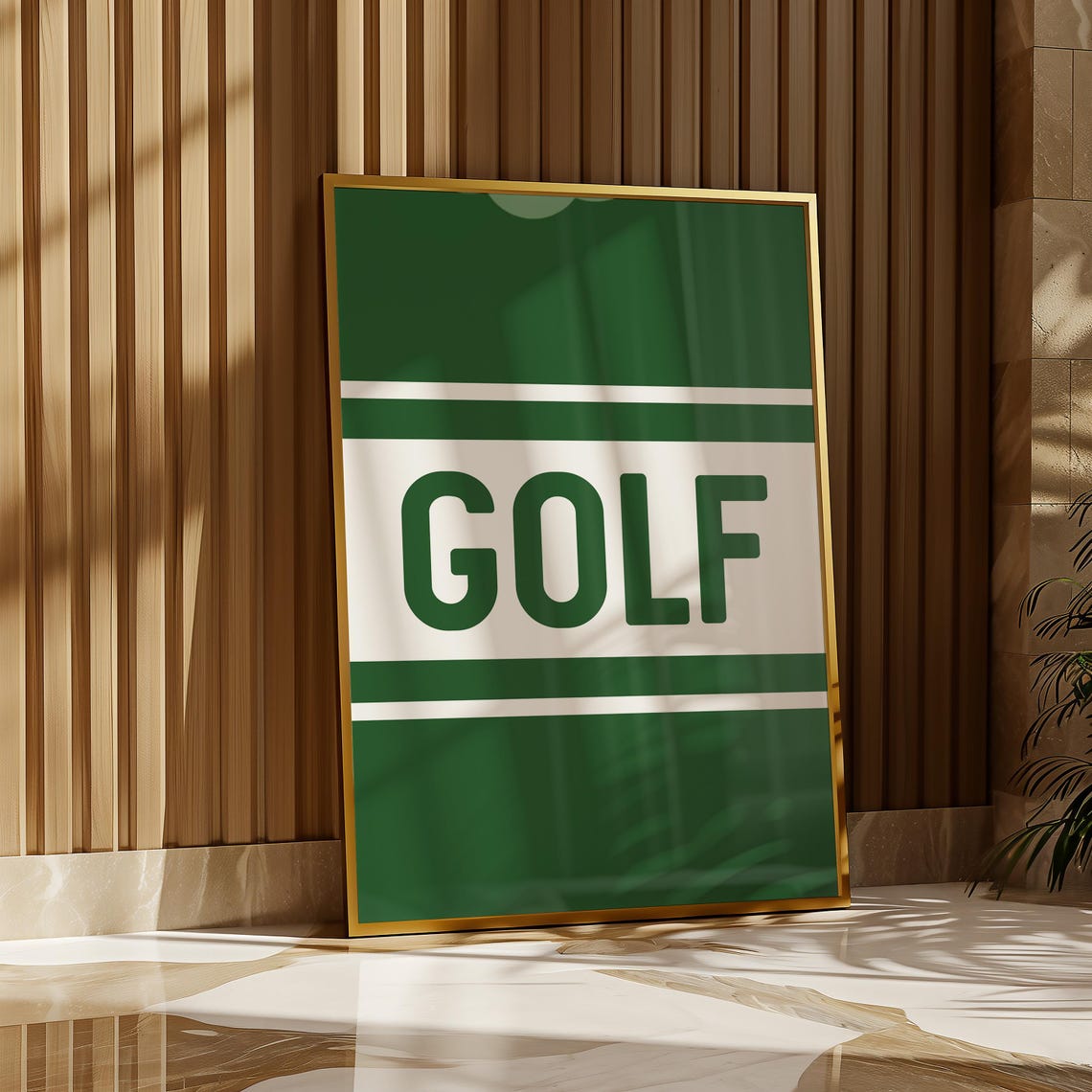 GOLF Bold Lettering Green Stripe Athletic Modern Sports Wall Poster - Image 3