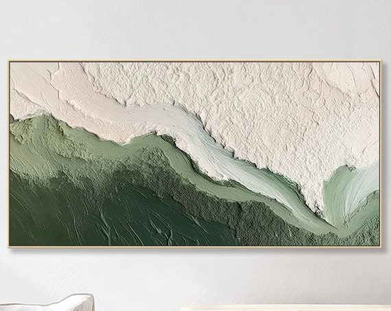 Ocean Wave Green Texture Abstract Oil Painting Art