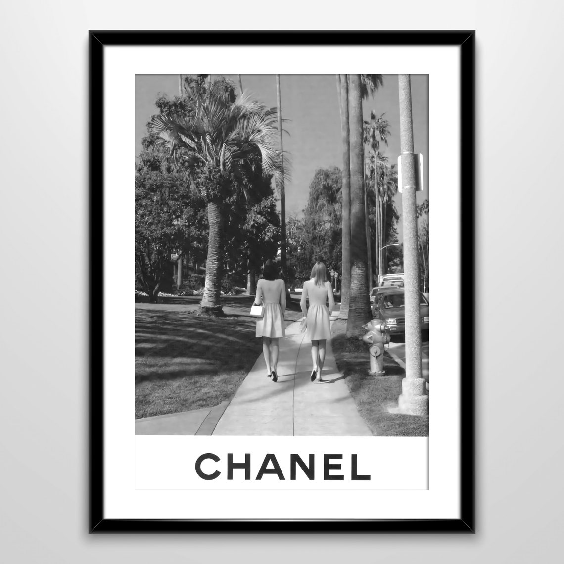 Two Women Walking Palm Lined Street Chanel Fashion Photo Poster - Image 4