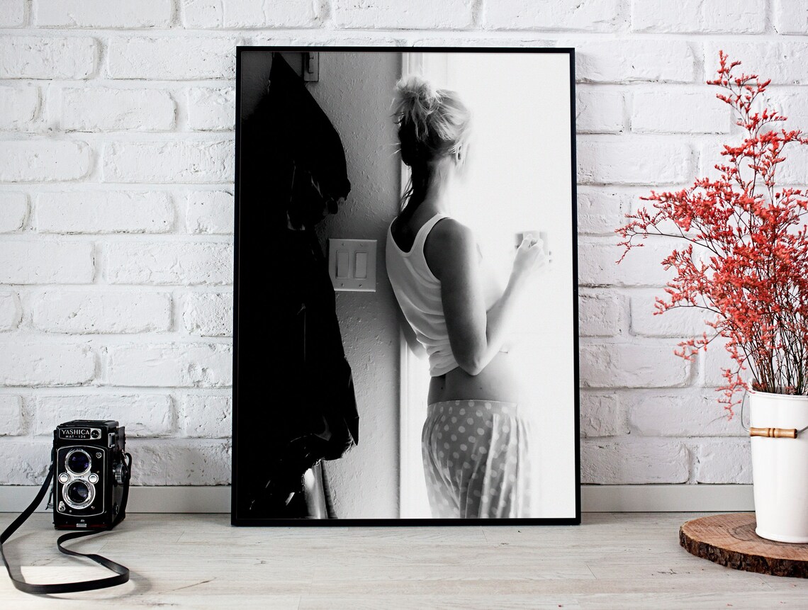 Woman Drinking Coffee At Bright Window Morning Black White Poster - Image 2