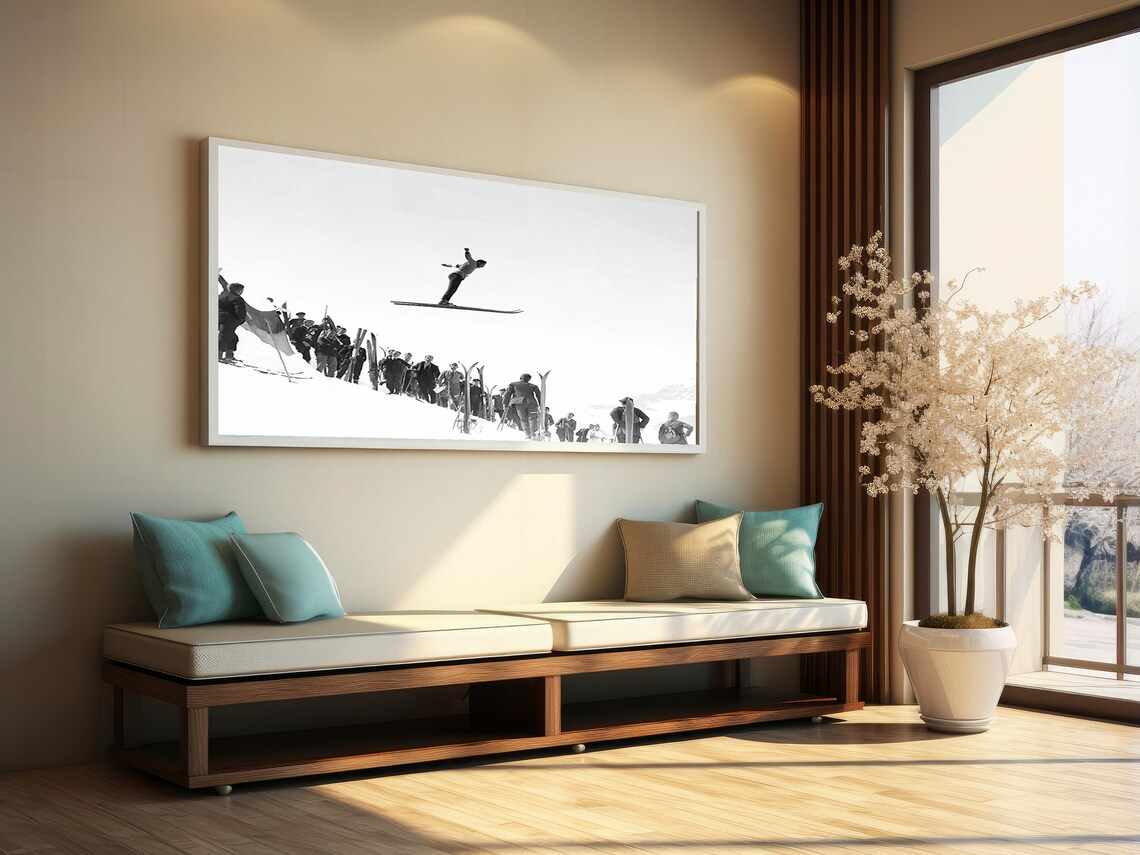 Vintage Ski Jumper Art Print, Black And White - Image 3