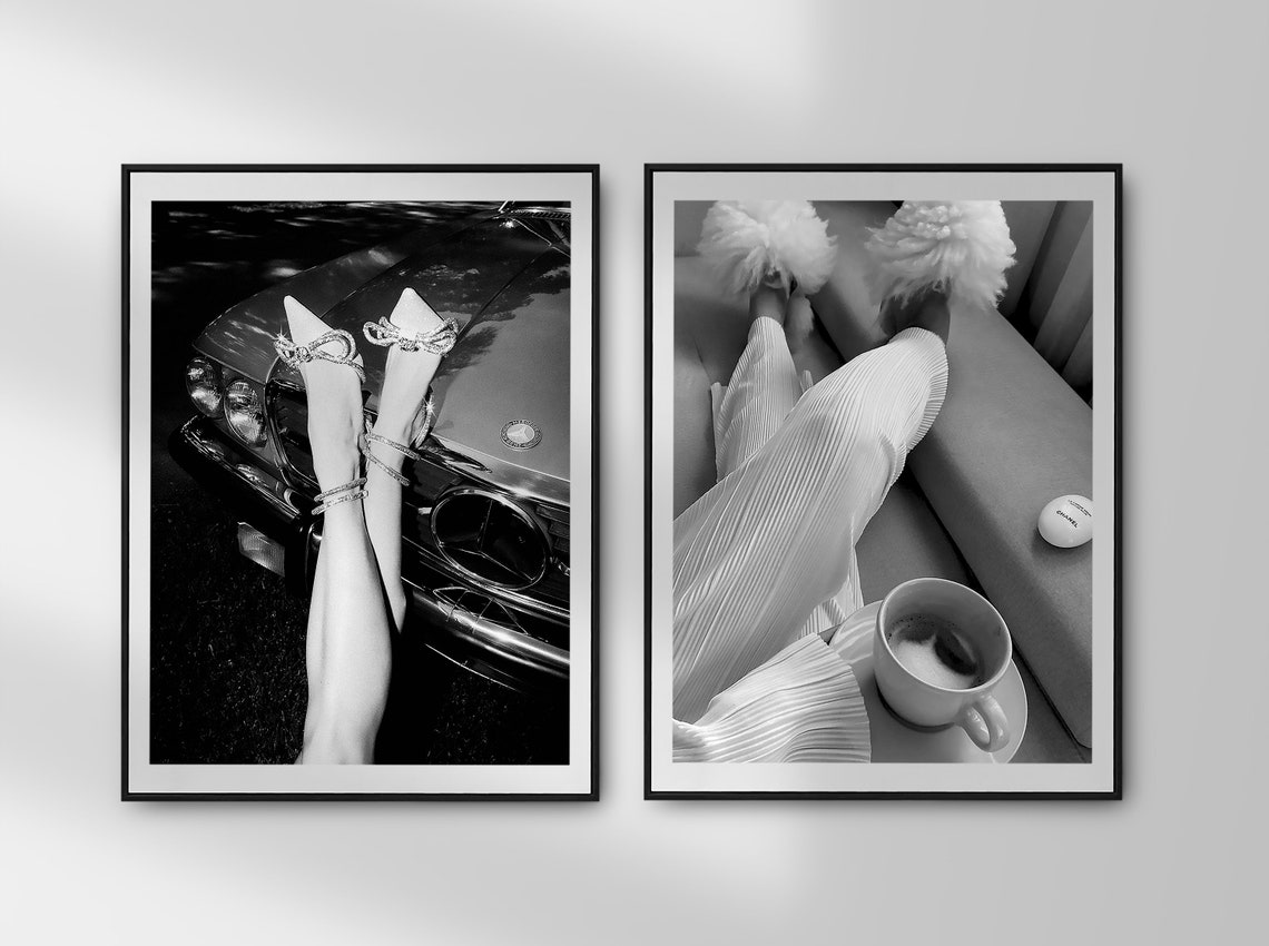 High Heel In Classic Car Print Hypebeast Wall Art Black And White Fashion Photography Feminist Poster Luxury Fashion Wall Art - Image 3