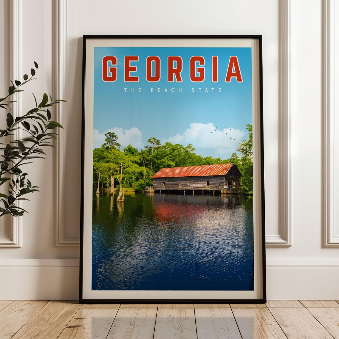 Georgia Poster Framed Print Wall Art Decor Gift Atlanta Travel Map