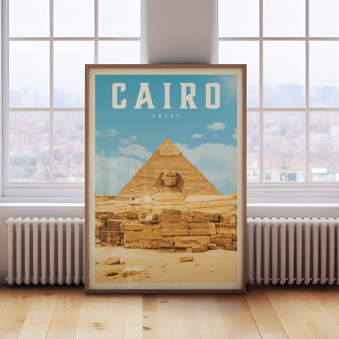 Cairo Vintage Travel Poster, Egypt Map Poster Print