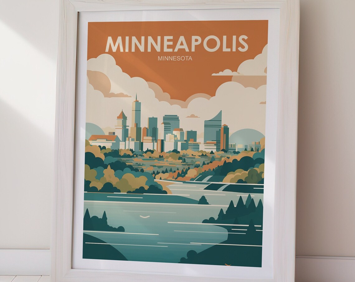 Minneapolis Poster, Minnesota Hiking Travel Poster - Image 2