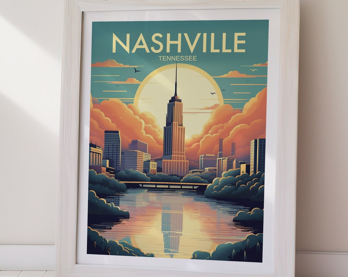 Nashville Poster Wall Art Wanderlust Gift Holiday Travel Gift Gift For Her Gift For Him Holiday Gift - Image 2