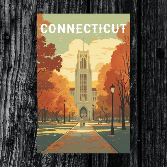 Connecticut Vintage Travel Poster Print Wall Art Gift Idea Home Decor