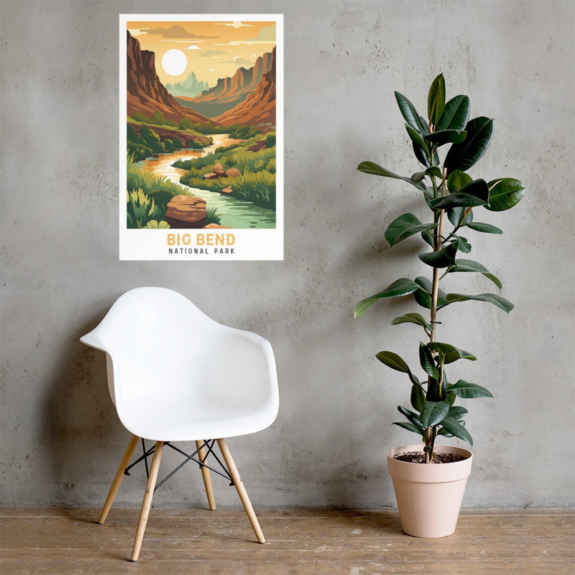 Big Bend National Park Texas Canyon River Sunset Vintage Poster - Image 2