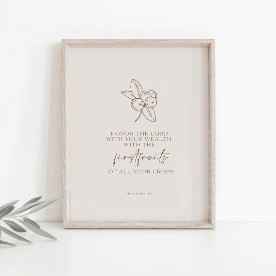 Proverbs 39 Wall Art Honor The Lord With Your Wealth Christian Wall Art Print Bible Verse Print Minimalist