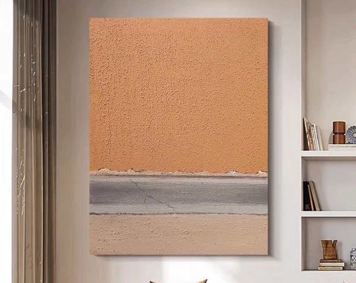 Terracotta Gray Beige Horizontal Bands Rustic Minimalist Art Print