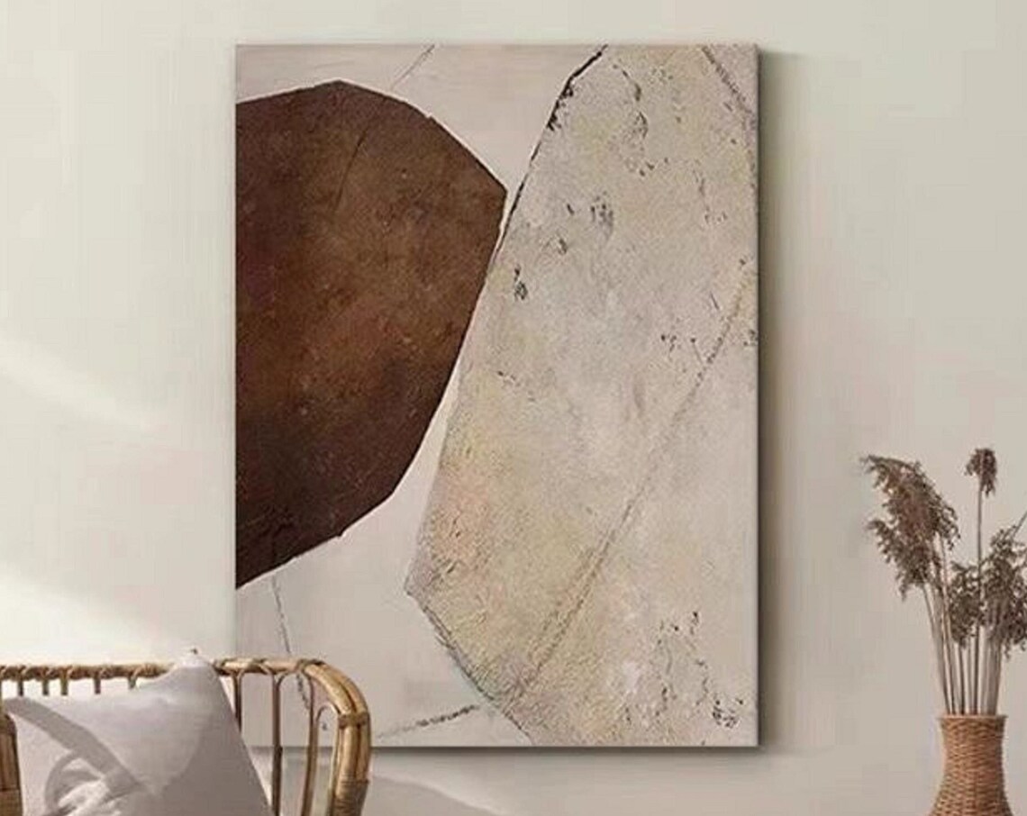Large Brown Beige Textured Stone Minimalist Abstract Wall Poster
