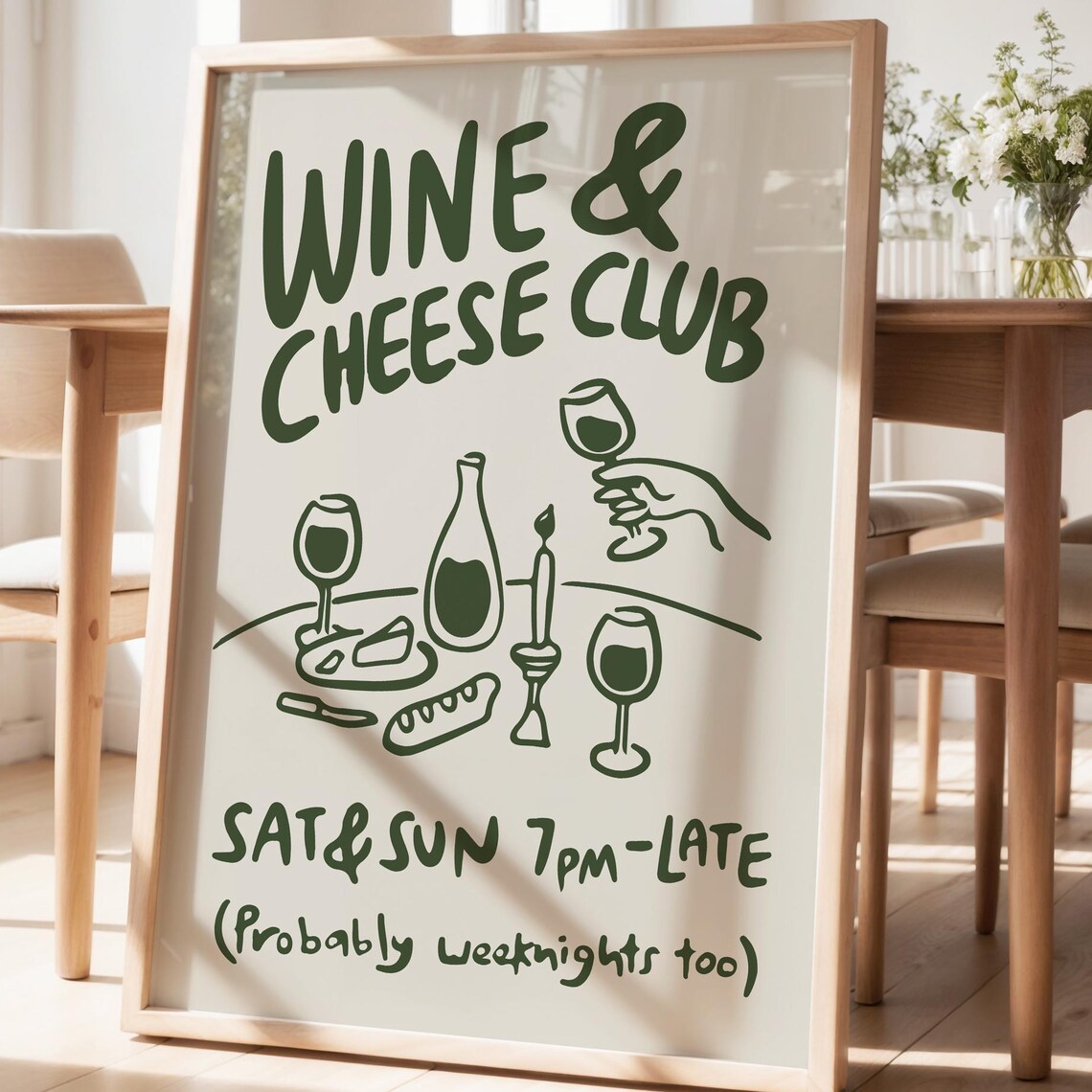 Wine And Cheese Club Retro Food Poster Print