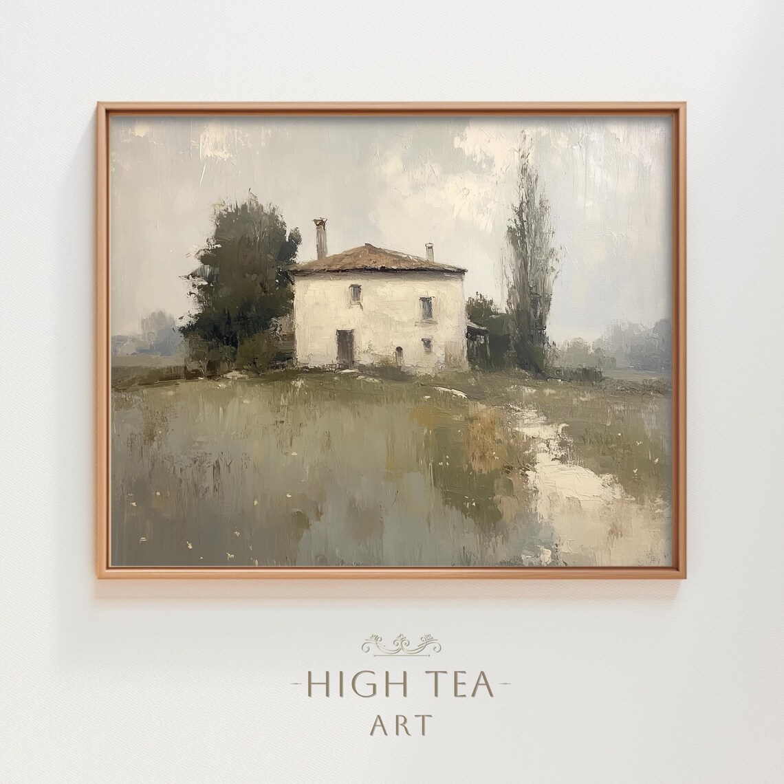 Vintage Rustic Farmhouse Countryside Landscape Art Print