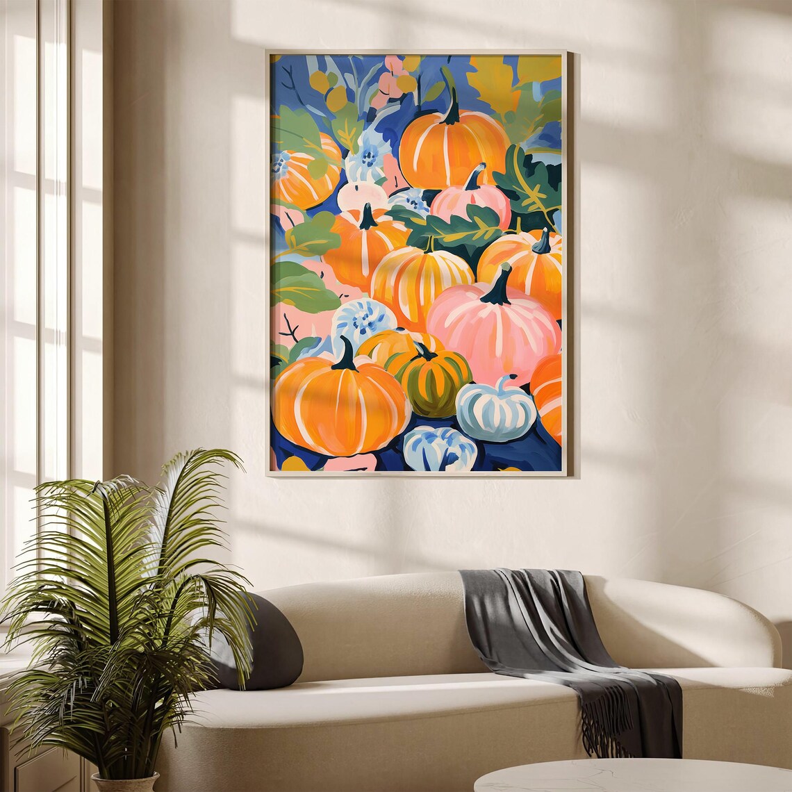 Colorful Pumpkin Patch Autumn Harvest Still Life Painting Poster - Image 2