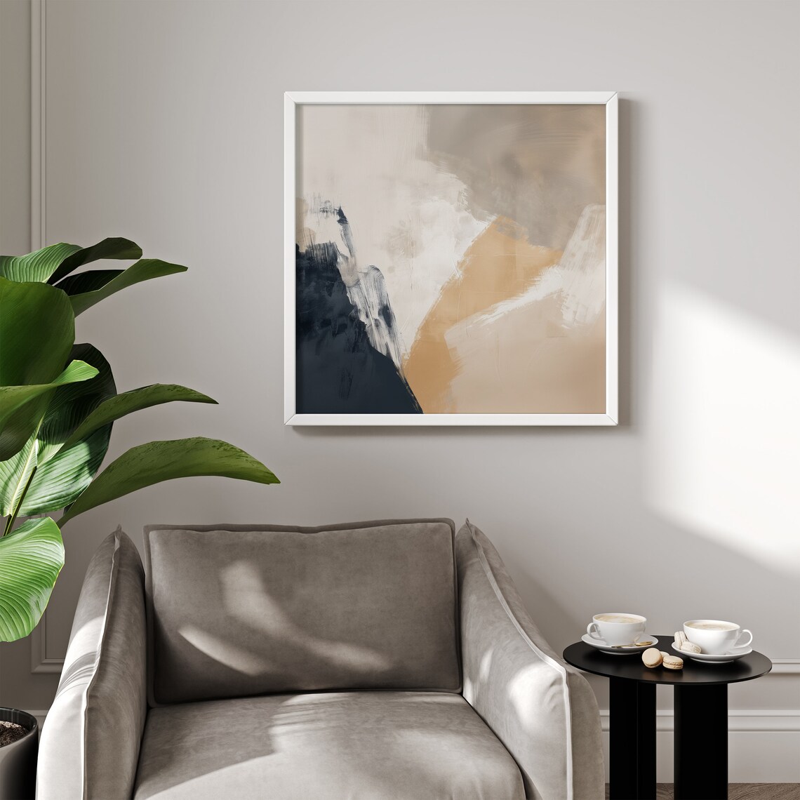 Modern Abstract Square Art Print, Japandi Decor - Image 3