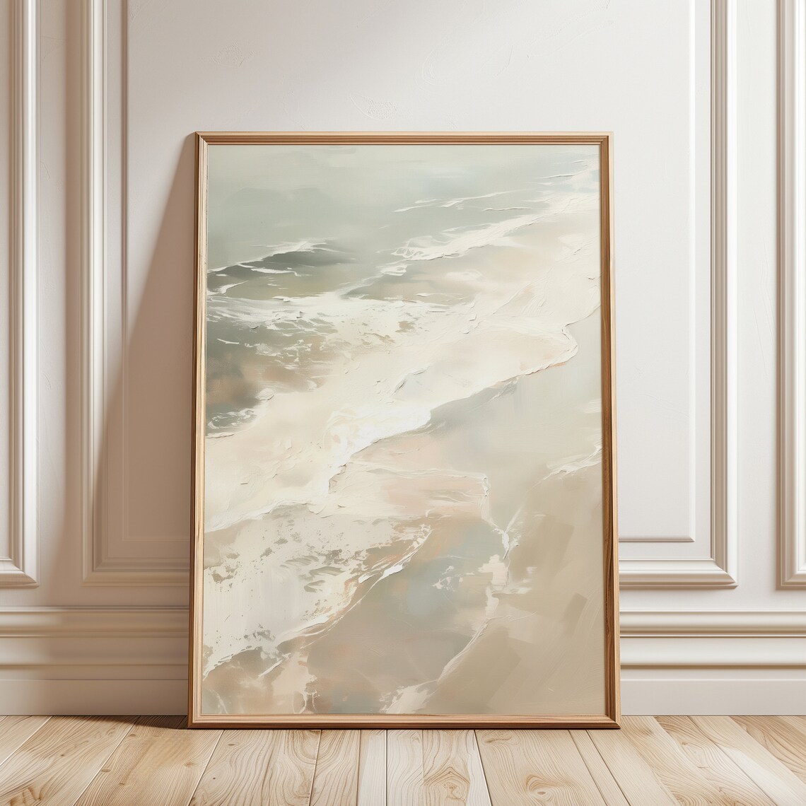 Neutral Ocean Waves Art Print, Beige Coastal Minimalist