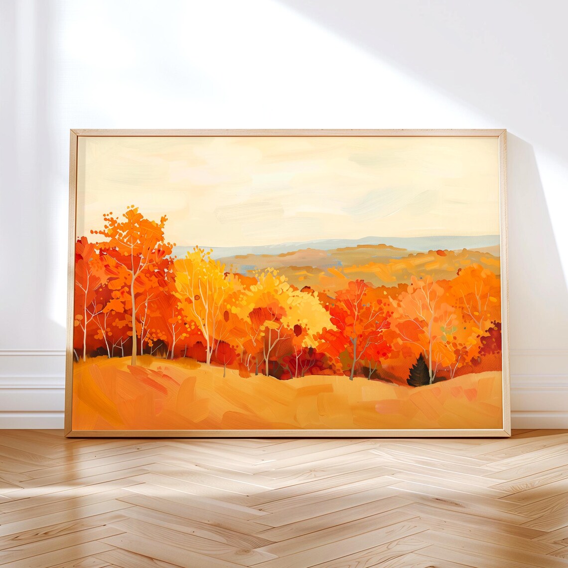 Autumn Landscape Painting, Colorful Fall Trees Art Print