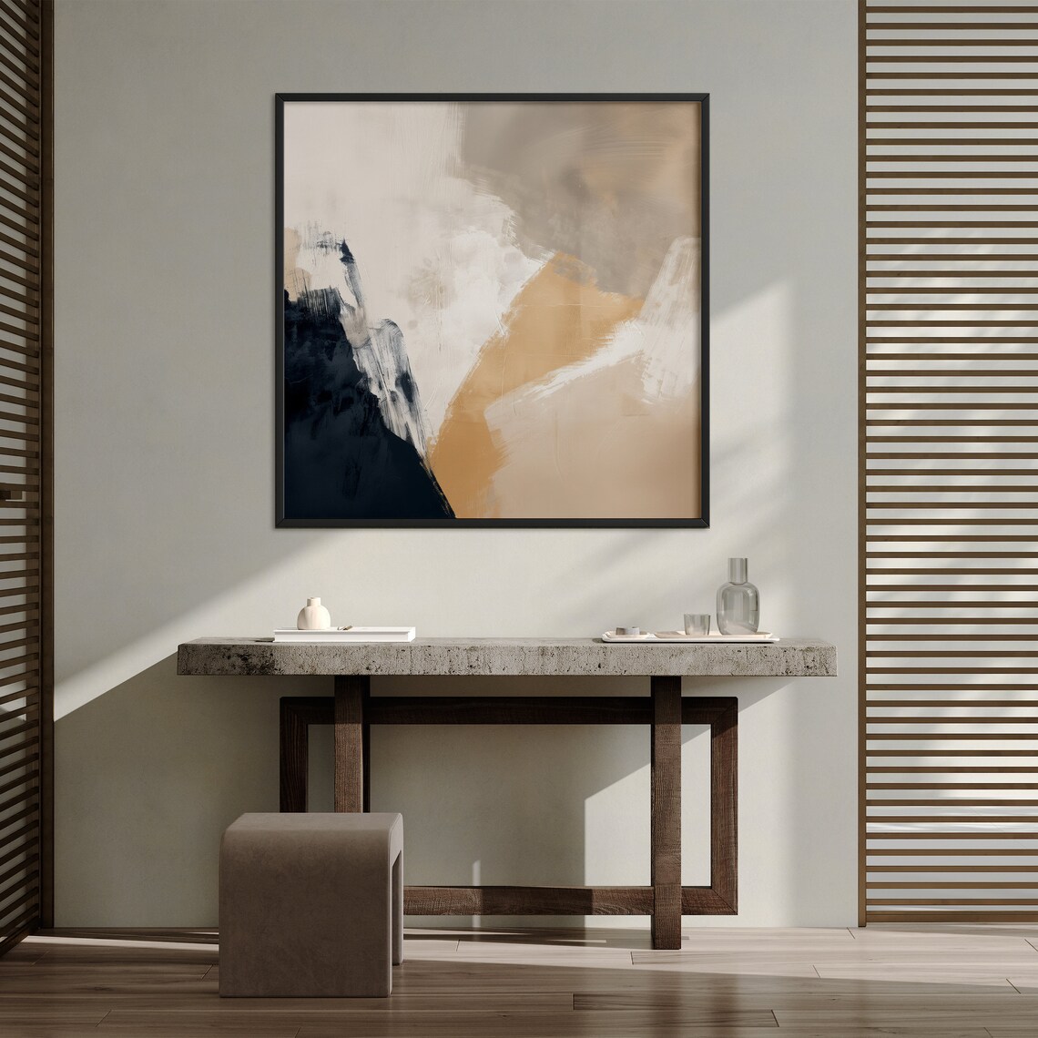 Modern Abstract Square Art Print, Japandi Decor - Image 2