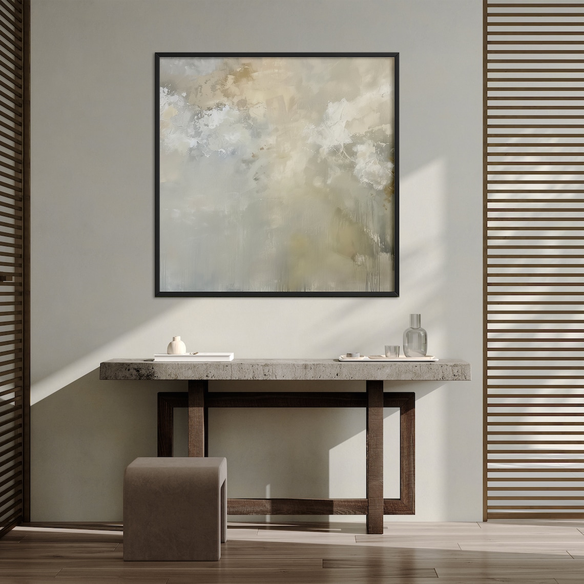 Modern Abstract Square, Japandi Brush Strokes - Image 2