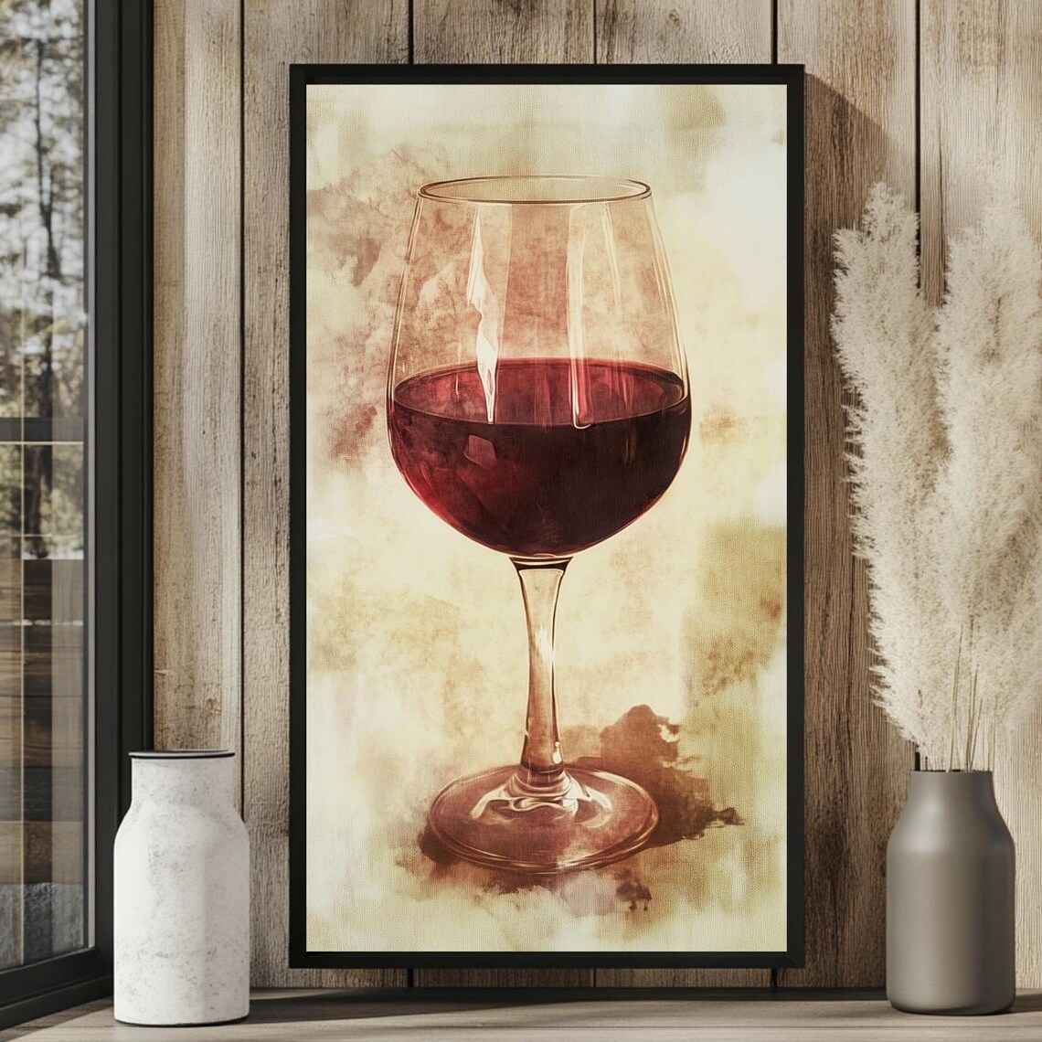 Vintage Wine Poster, Rustic Vineyard Decor