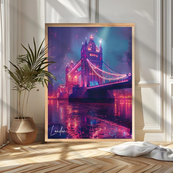 London Travel Poster Print England Tower Bridge Wall Art Wanderlust Home And Office Decor Gift For Travelers