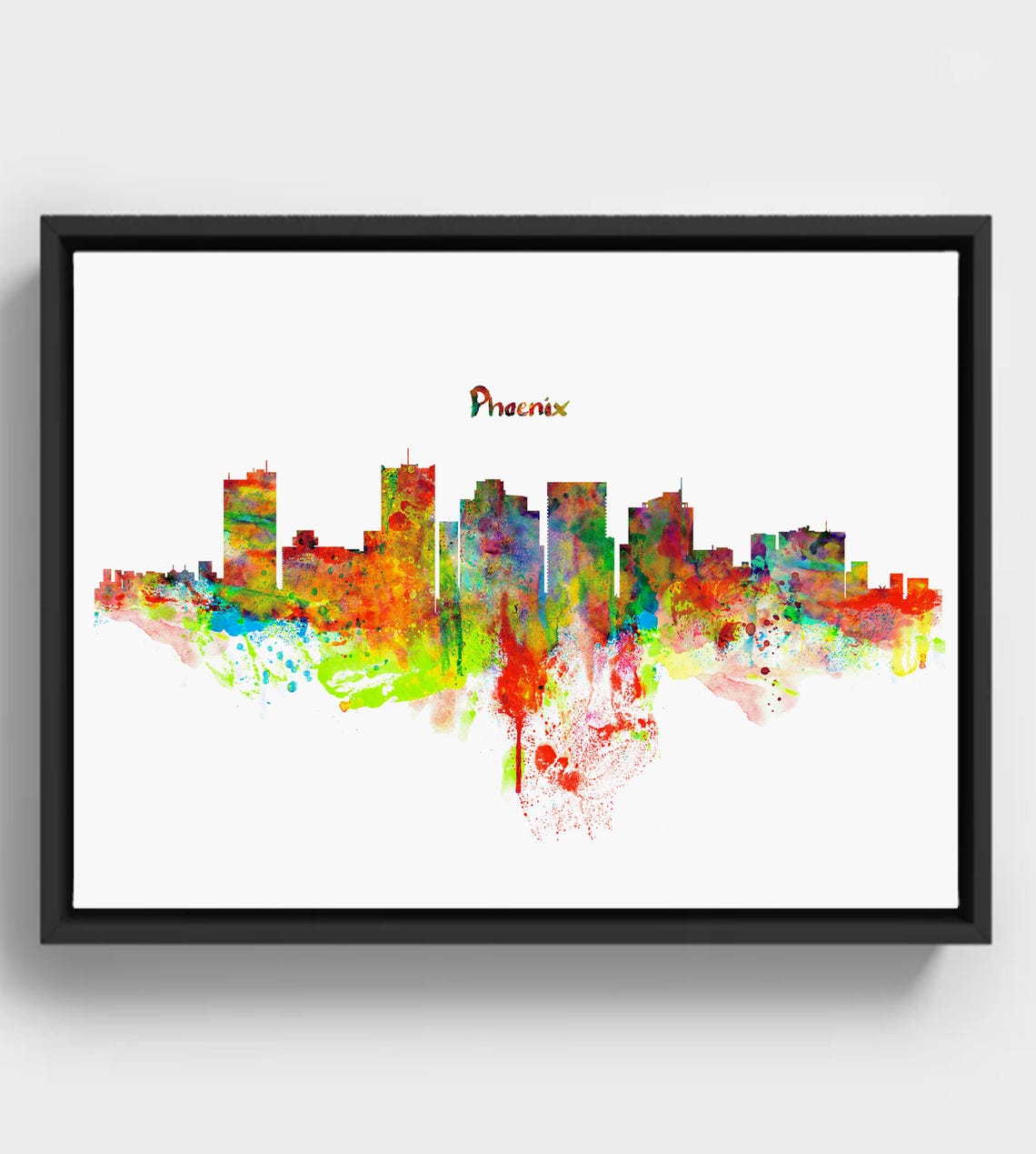 Phoenix Skyline Watercolor Print Abstract Cityscape Art Instant